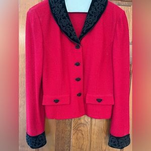 Vintage Hot Pink Sweater/Blazer with Black Beading